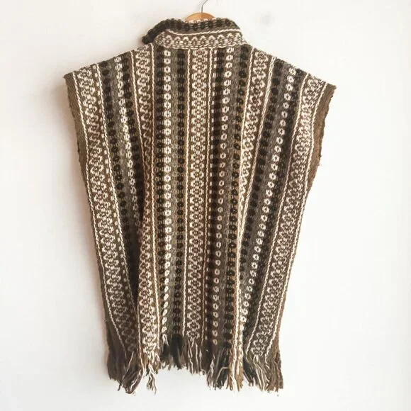 Vintage 70s Boho Browns Boho Vest OS - Picture 3 of 6
